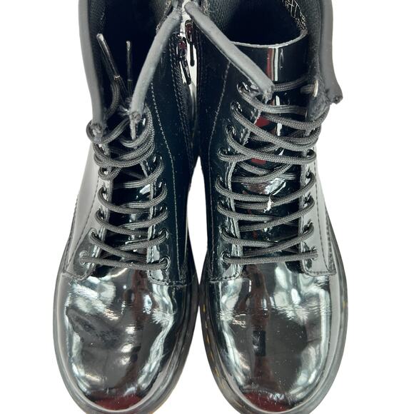Dr. Martens 1460 Black Patent Leather Combat Boots Girls 3 Lace Up Combat - Picture 3 of 12